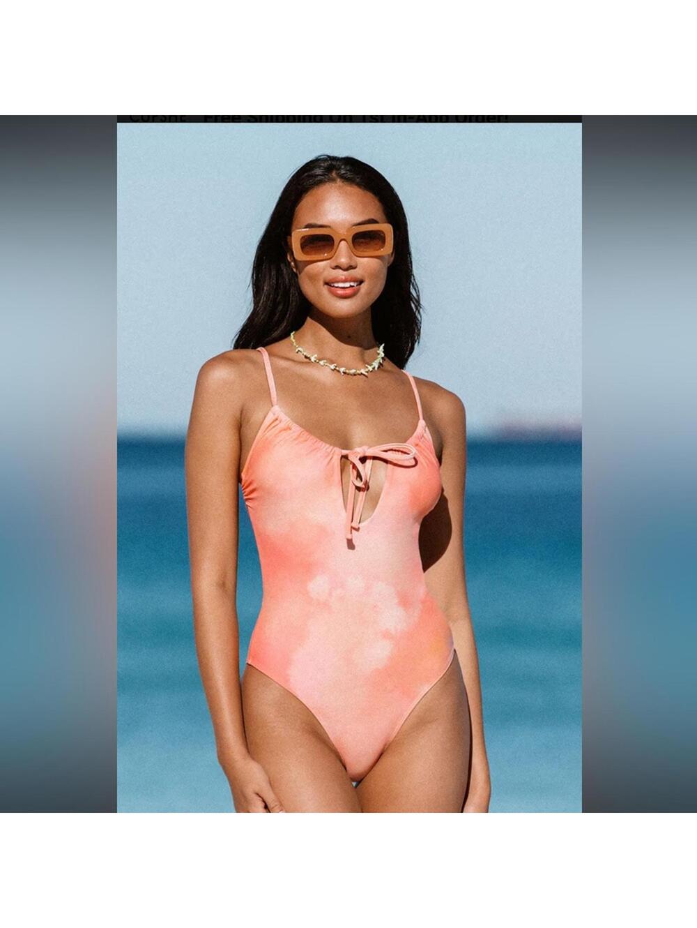 NWT Cupshe creamsicle one piece bathing suit size large